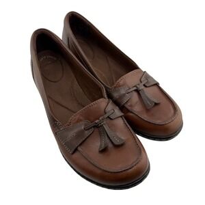 Clarks Collection Loafers Womens 8 Brown Tassel Bow Slip On Shoes